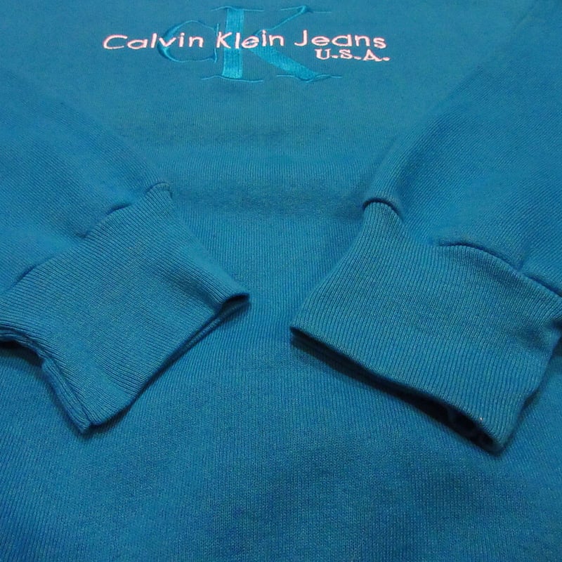 ビンテージ90's○Calvin Klein Jeans U.S.A.裏起毛スウェット水色si...