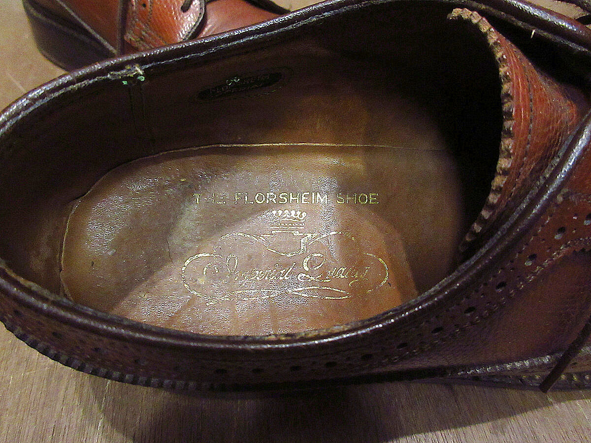 ビンテージ70's○FLORSHEIM IMPERIALウイングチップシューズ茶size 6D