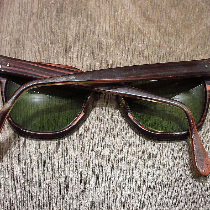 ビンテージ50's60's○ウッド調ウェリントン眼鏡茶○231009i3-eygls