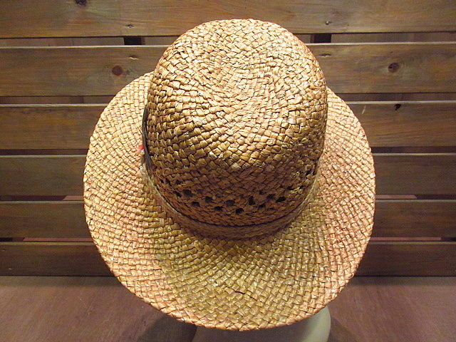麦わら　過去 ビンテージ60's70's○羽根付きストローハット○200629n7-m-ht