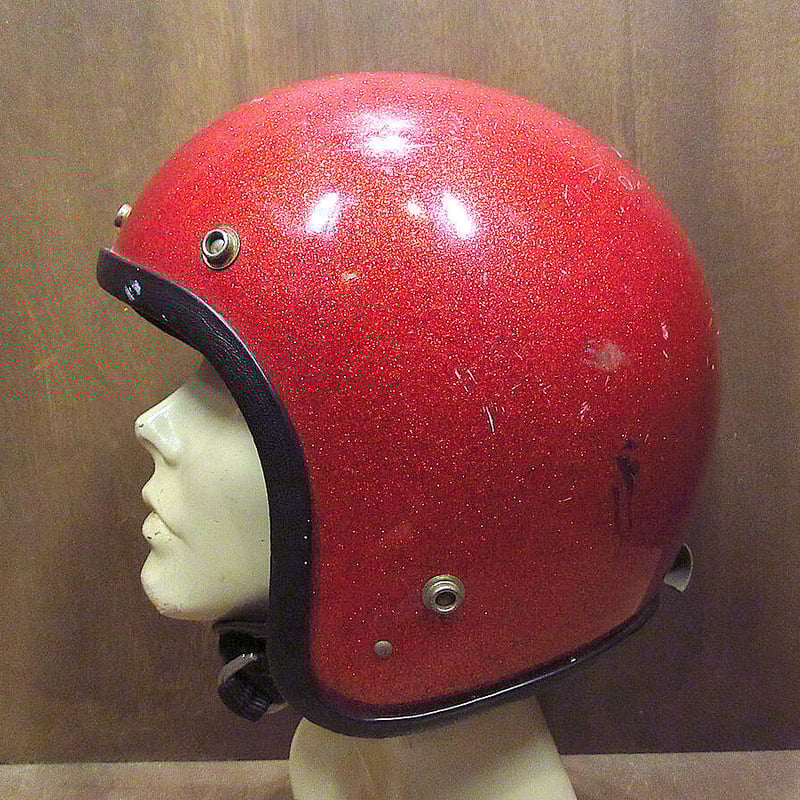 ビンテージ70’s●ジェットヘルメット☆メタリックレッド●1970s ビンテージ70's○SAFETECH PROジェットヘルメットメタリック