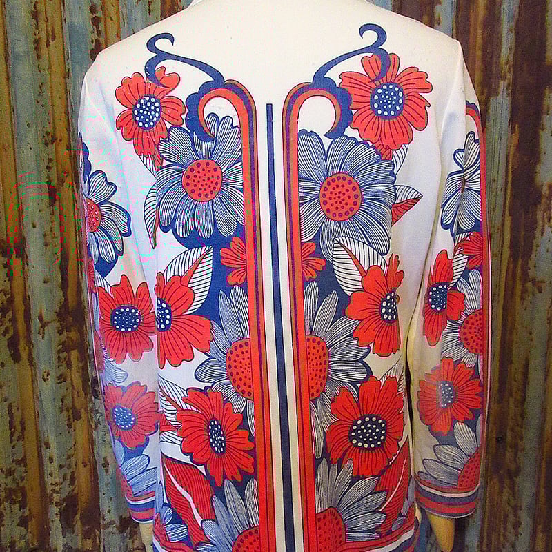 ビンテージ70's○レディース花柄長袖シャツ白○241106j3-w-lssh ビンテージ70's○レディース花柄長袖シャツ白○241106j3-w-lssh