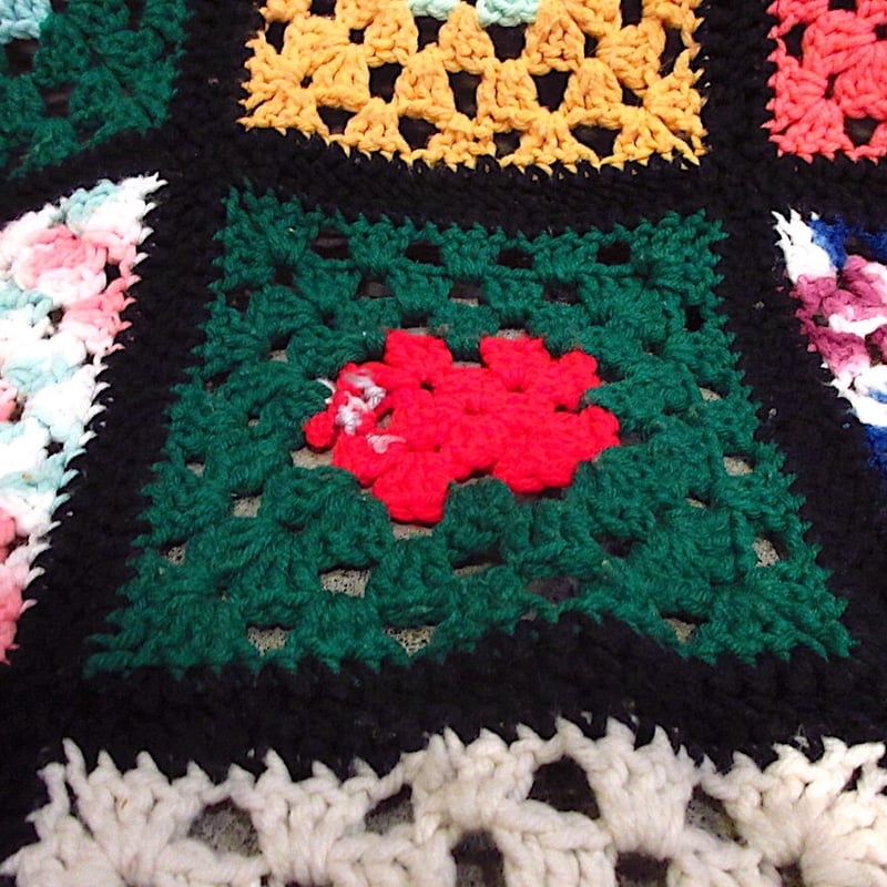 ビンテージ○カラフルかぎ針編みブランケットsize 320×270 ビンテージ○カラフルかぎ針編みブランケットsize 320×270