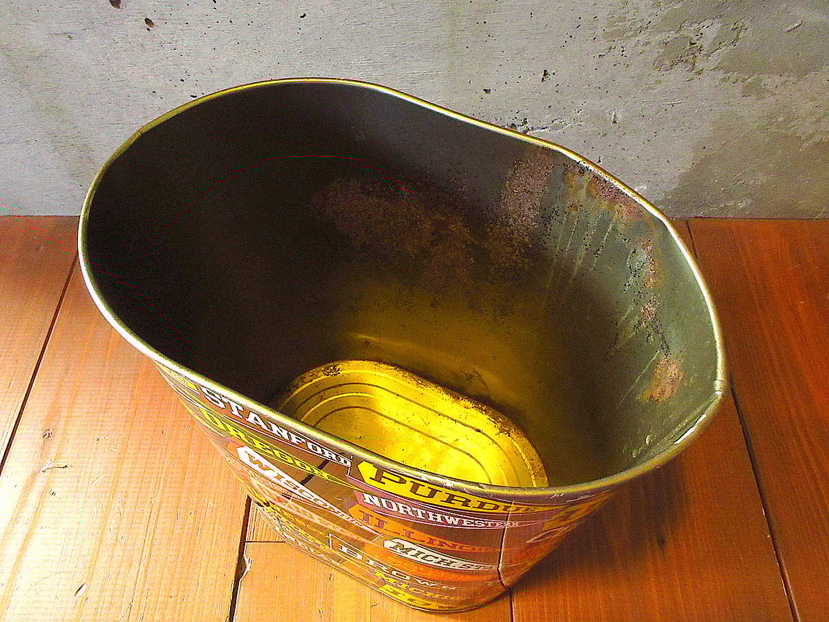 ビンテージ60's70's○カレッジペナントティントラッシュ缶