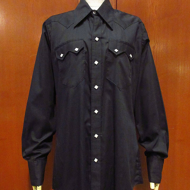 ビンテージ70's○Rockmountウエスタンシャツ黒○230316i3-m-lssh-ws