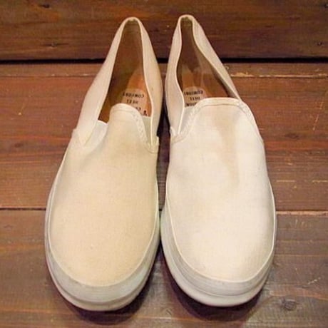 ビンテージ70's●DEADSTOCK LA CROSSE キャンバススリッポン白 Size 2 1/2●odst 1970sデッドストックキッズ子供靴スニーカー