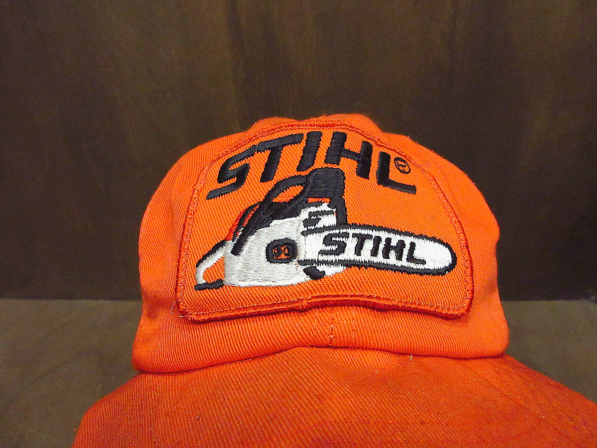 ビンテージ70's○STIHLスナップバックメッシュキャップ オレンジ