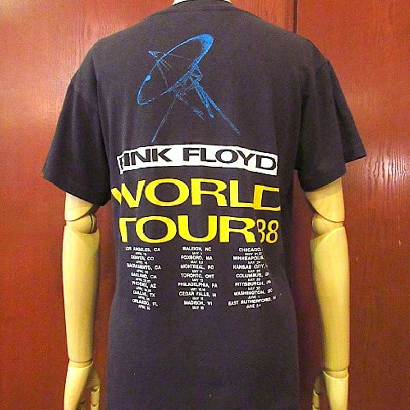 ビンテージ80's○PINK FLOYD 1988年ワールドツアープリントTシャツ黒