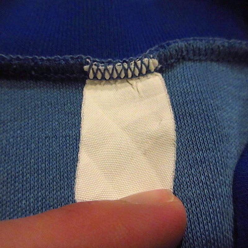 ビンテージ70's○Kawasakiメッシュモトクロス長袖Tシャツ白×青