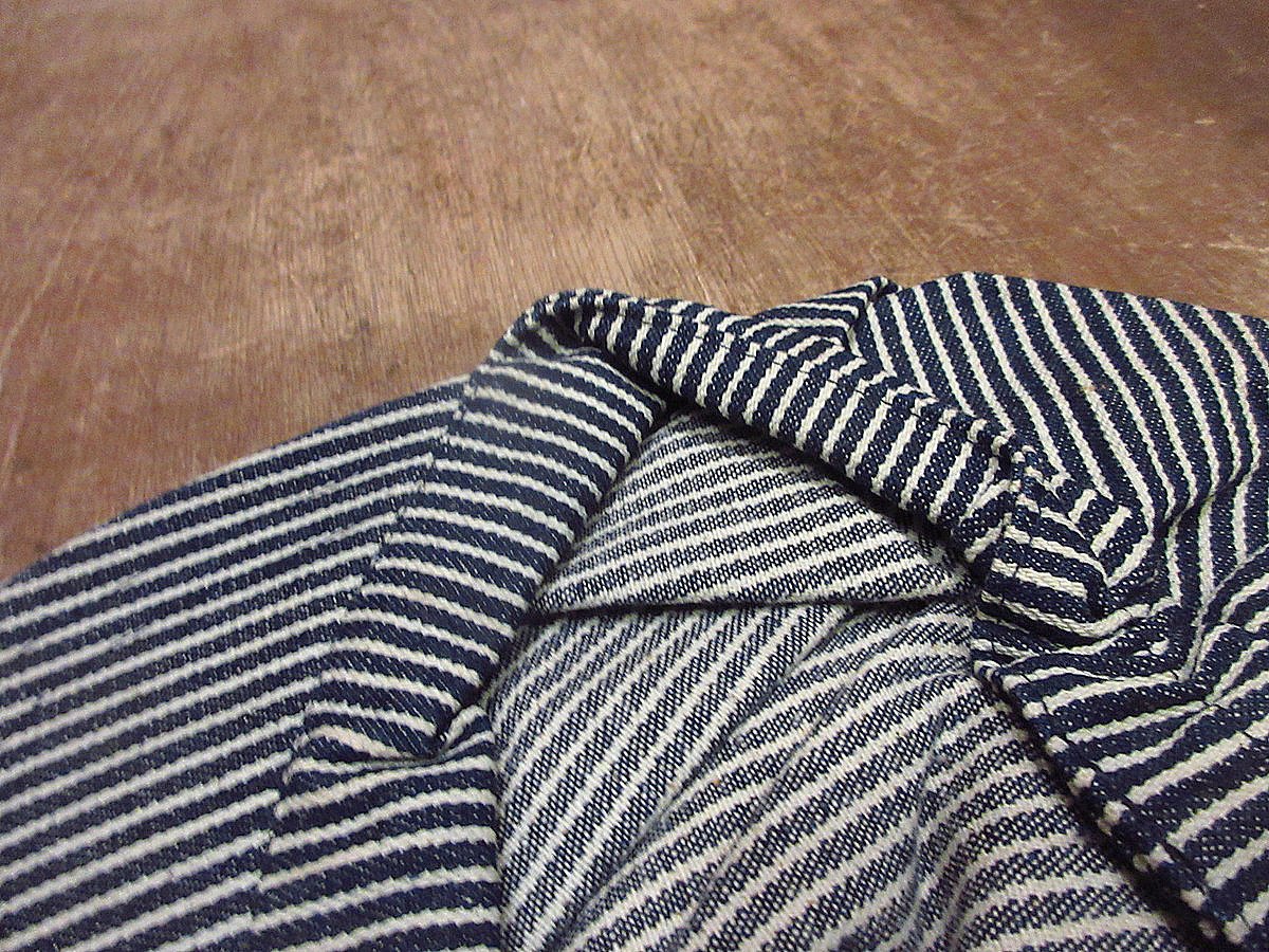ビンテージ○ヒッコリーストライプワークキャップ紺×白