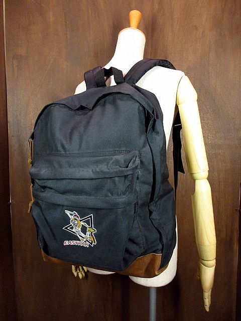 MADE IN U.S.A. EASTPAKワッペン付きボトムレザーバックパック黒