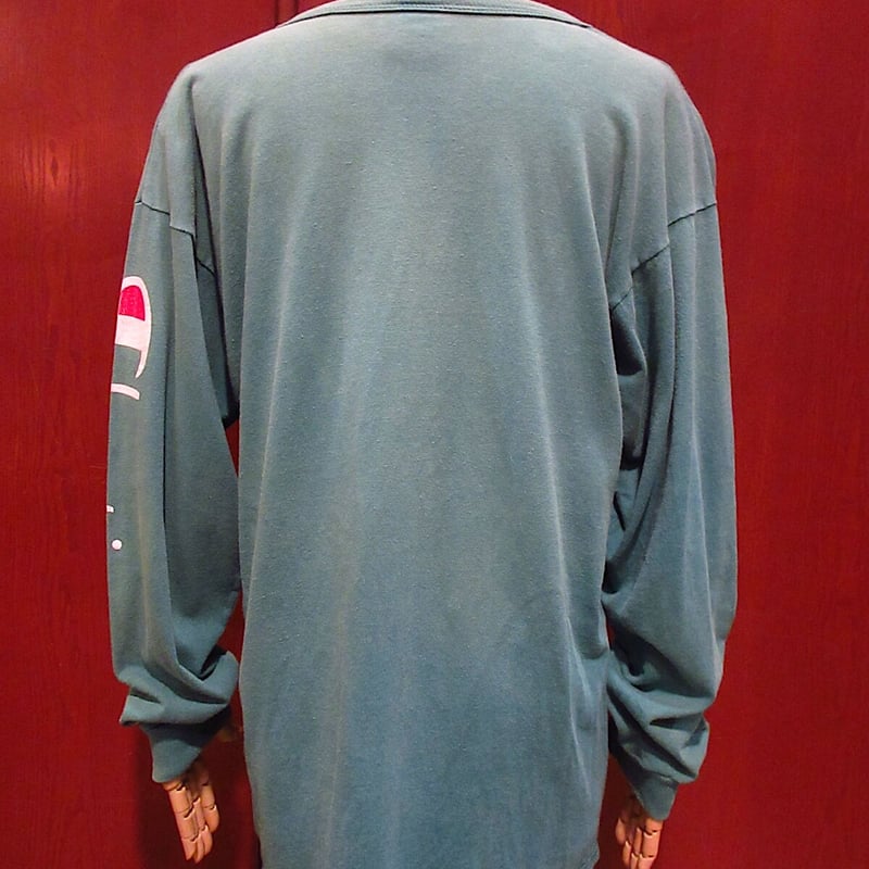 ビンテージ90's○Champion青刺繍タグコットン長袖Tシャツ緑L ビンテージ90's○Champion青刺繍タグコットン長袖Tシャツ緑L