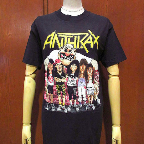 ビンテージ80’s●ANTHRAX STATE OF EUPHORIAツアーTシャツ黒size M●210518s2-m-tsh-bnアンスラックス古着USA製メタルバンドバンT