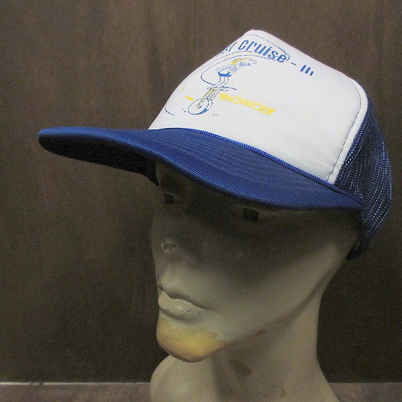 ビンテージ80's○DEADSTOCK MONROEスナップバックメッシュキャップ青