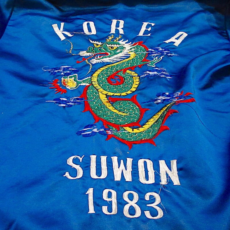 ビンテージ80's○KOREAスーベニアジャケット青○220107r6-m-jk-svr古着