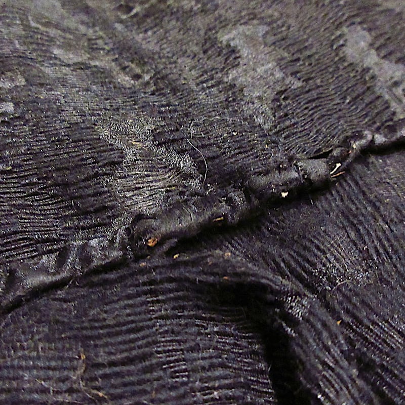 ビンテージ~1900's○ヴィクトリアン刺繍柄長袖ワンピース黒×水色