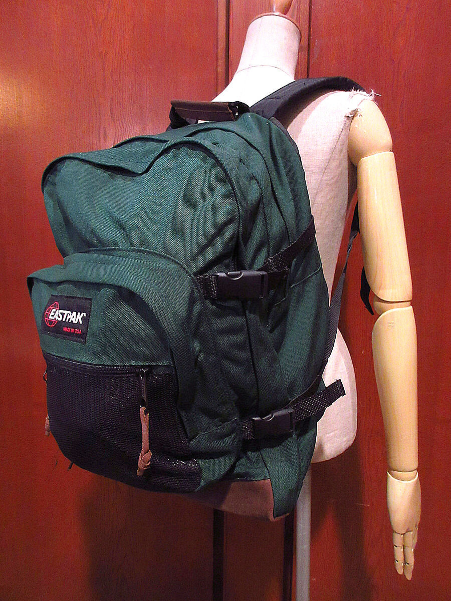 EASTPAK グリーン リュック　usa製 Vintage Eastpak Made In USA Army Green 90s Backpack Leather