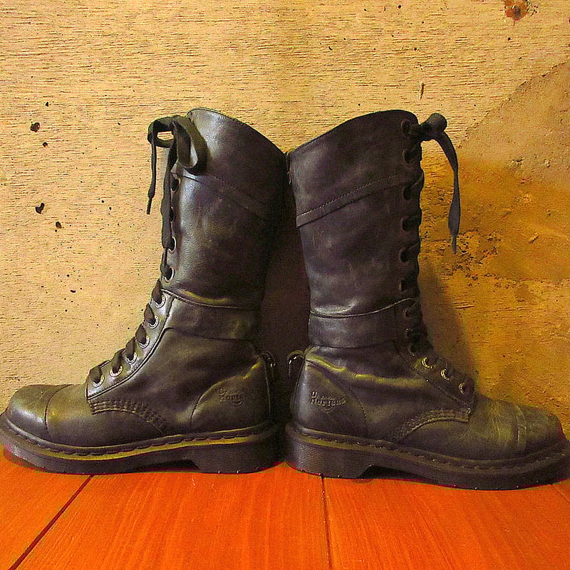 Dr.Martens裏地チェック12ホールブーツ深緑size UK5○231215k6