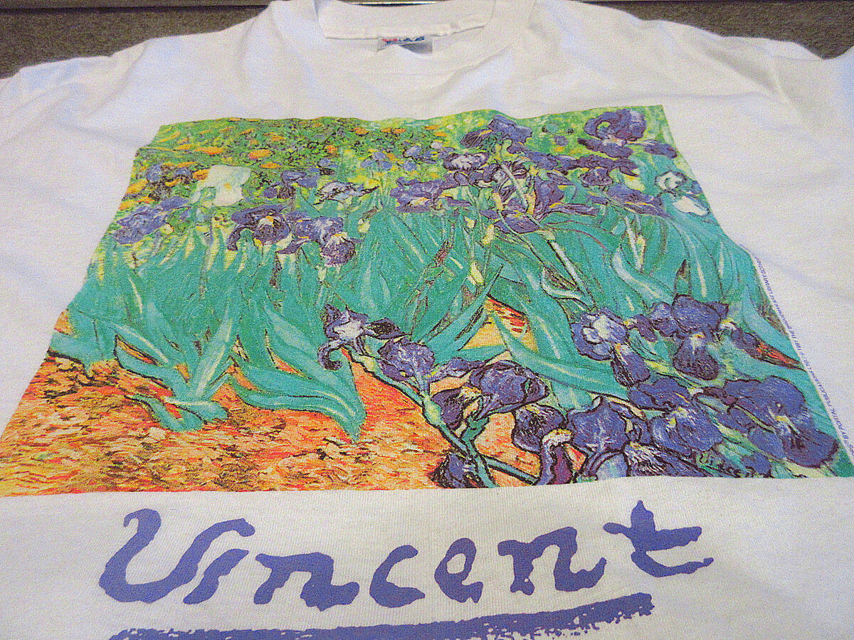 90s Van Gogh  アート　Tシャツ　モナリザ　ゴッホ　総柄