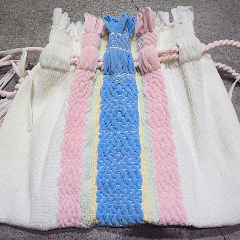 ビンテージ~50's○編み込み巾着バッグ○260306z2-bag-otパステルカラー