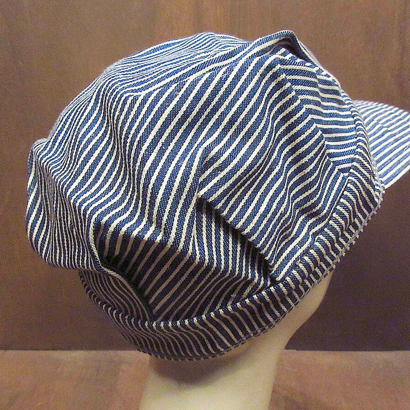 ビンテージ-60's○ヒッコリーストライプワークキャップsize 7 3/8