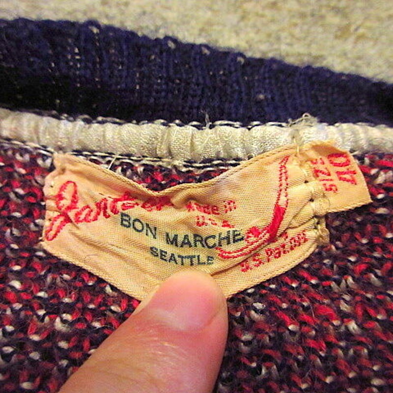 ビンテージ40's○Jantzenアニマル柄ジャカードクルーネックセーター