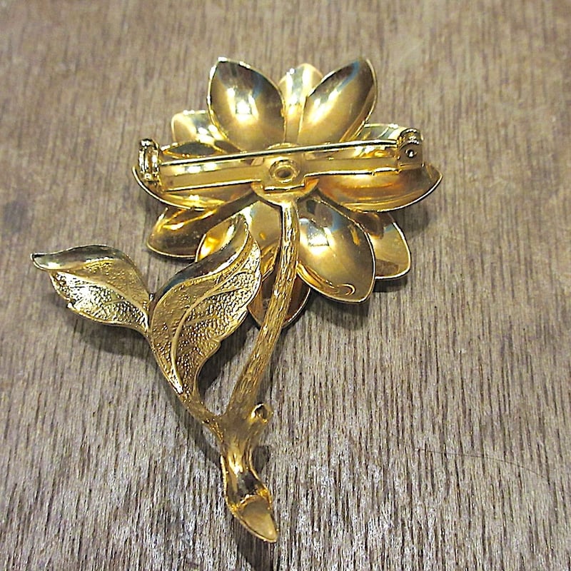 ビンテージ60's70's○フラワーブローチゴールド○251124z6-brc花レトロ