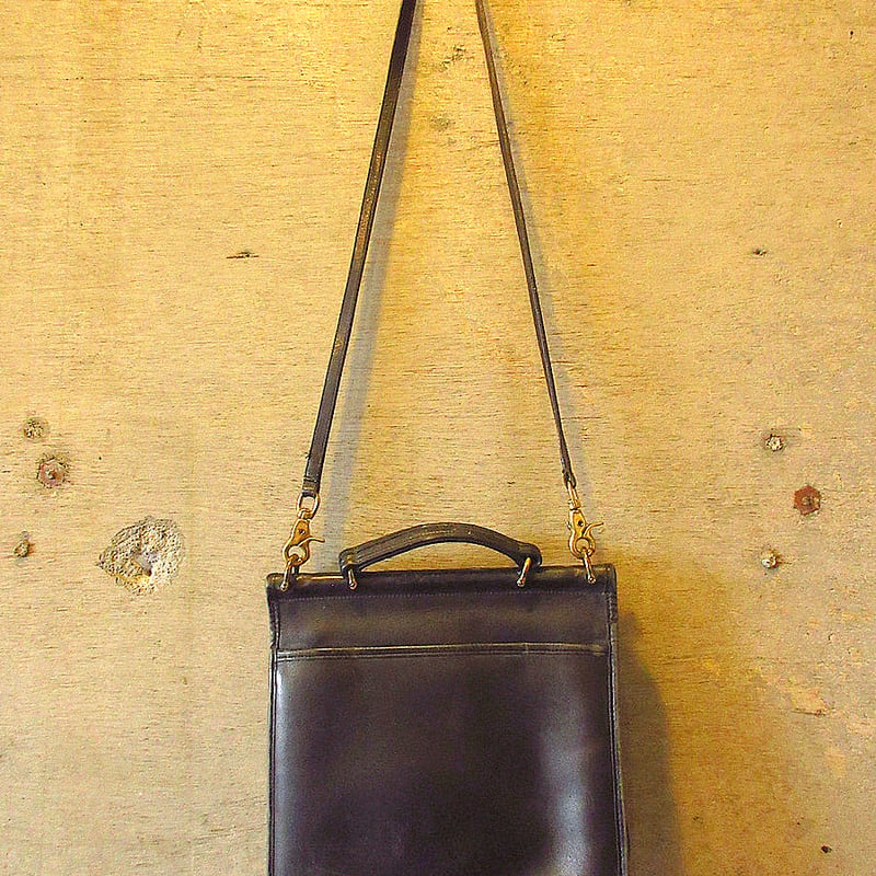 ビンテージ○オールドコーチ レザーショルダーバッグ黒○240305k5-bag