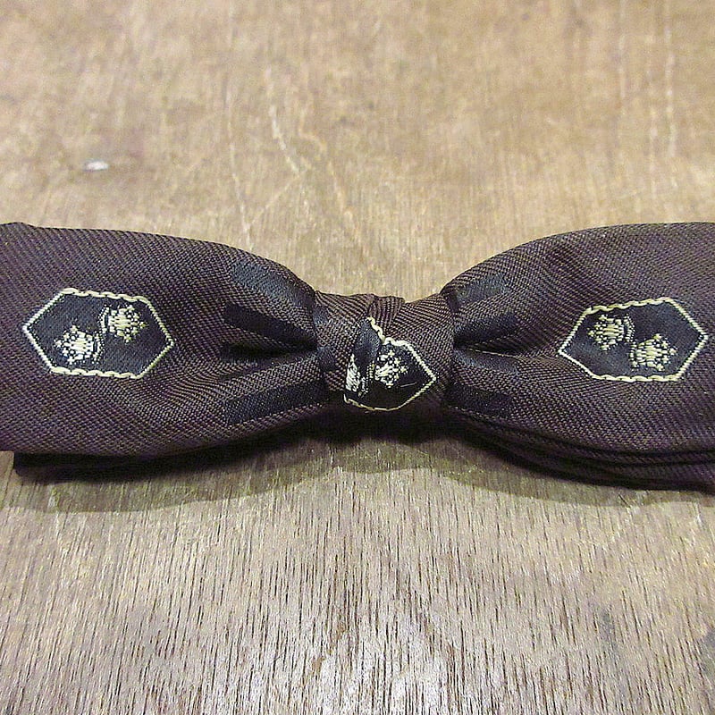ビンテージ50's60's○DEADSTOCKクリップ式蝶ネクタイ焦げ茶 ビンテージ50's60's○DEADSTOCKクリップ式蝶ネクタイ焦げ茶