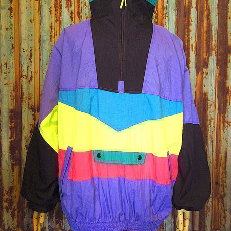 ビンテージ90’s●DUALCONTROLマルチカラーナイロンプルオーバージャケットsize XL●240525k8-m-jk-nyl 1990sメンズ古着