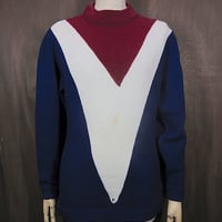ビンテージ50's○LASLEY KNITTING CO. Vネックレタードセーター