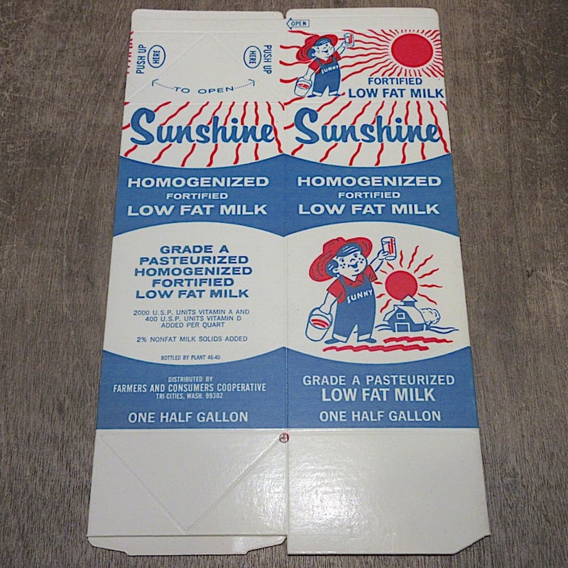 ビンテージ60's○DEADSTOCK Sunshineミルクカートン○260111z6-ot