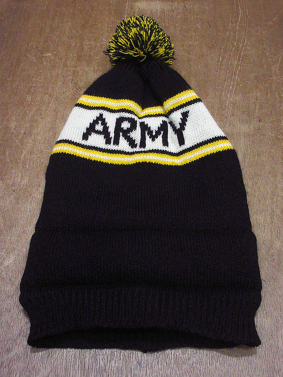 ビンテージ○ボンボン付きARMYニット帽○211219i5-m-cp-knt USMA WES