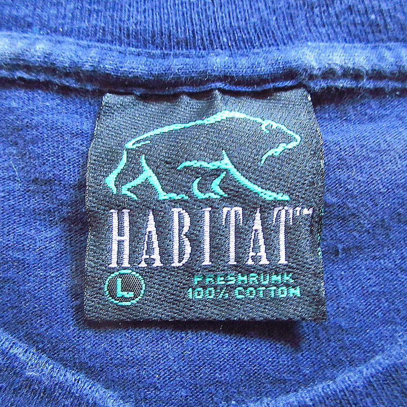 ビンテージ90's○HABITAT XCIVアート両面プリントTシャツ紺size L○2408
