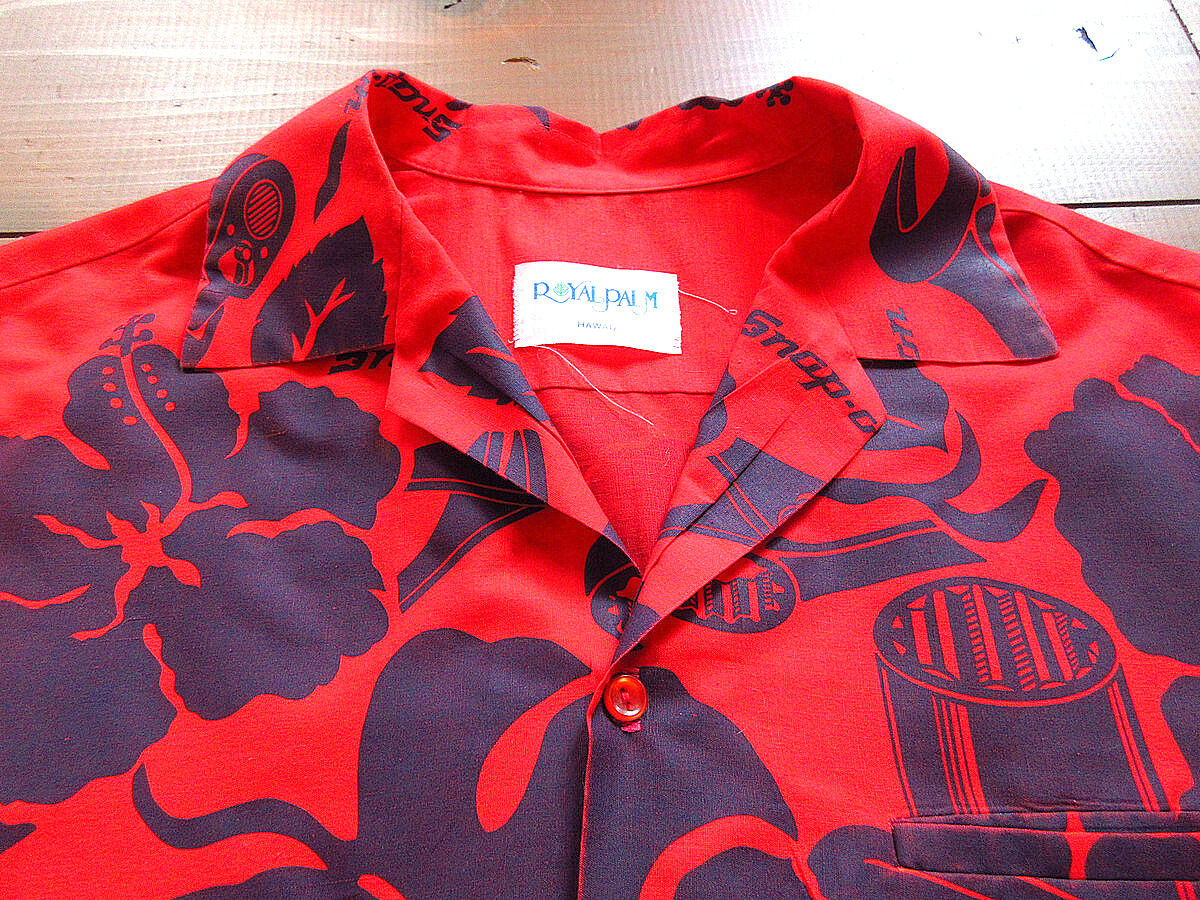 Snap-onフラワー×工具柄ハワイアンシャツ赤○230802k7-m-sssh-hw