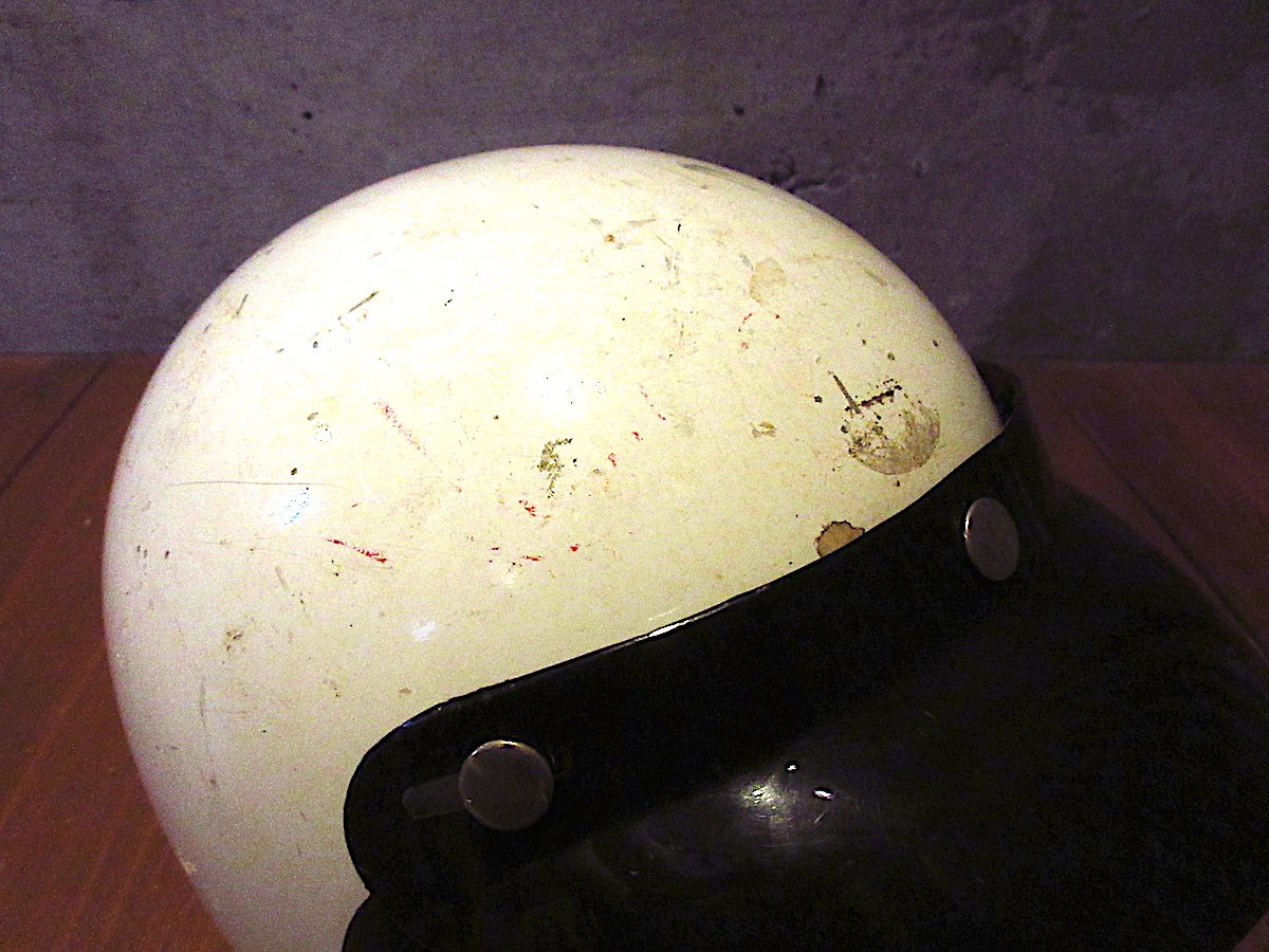 ビンテージ60's○SAFETECHバイザー付きジェットヘルメット白