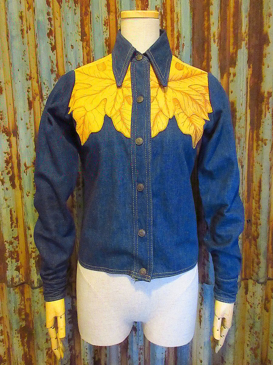 ビンテージ70's○Antonio Guiseppeバンビ刺繍入りデニム