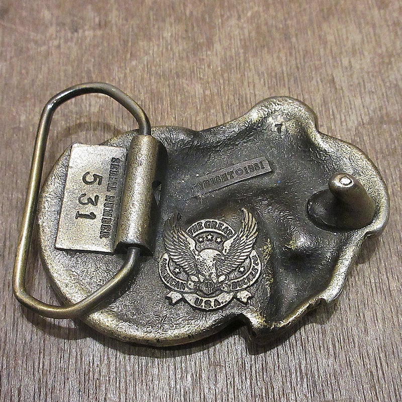 ビンテージ80's○BASSメタルバックル○241020i8-otaccバス魚