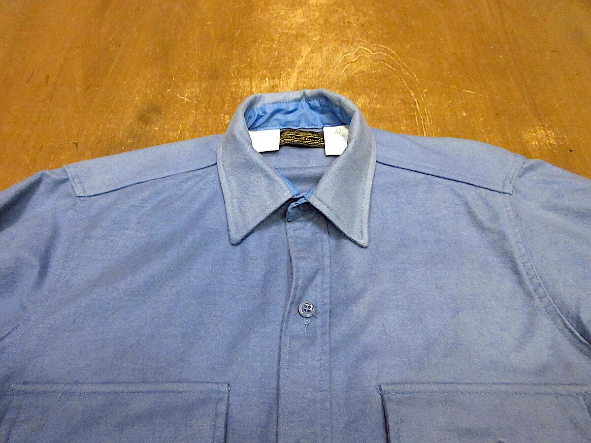 ビンテージ70's80's○Eddie Bauerモールスキン長袖シャツ青size
