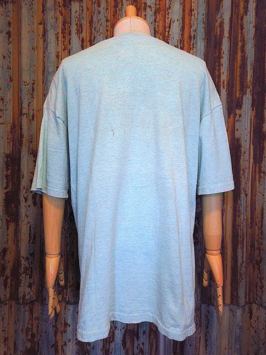 ビンテージ90s○QUIKSILVER刺繍入りコットンTシャツ水色size XL
