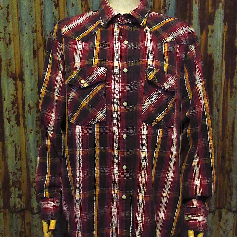 ビンテージ80's○FIVE BROTHER DAKOTAチェックウエスタンネルシャツsize