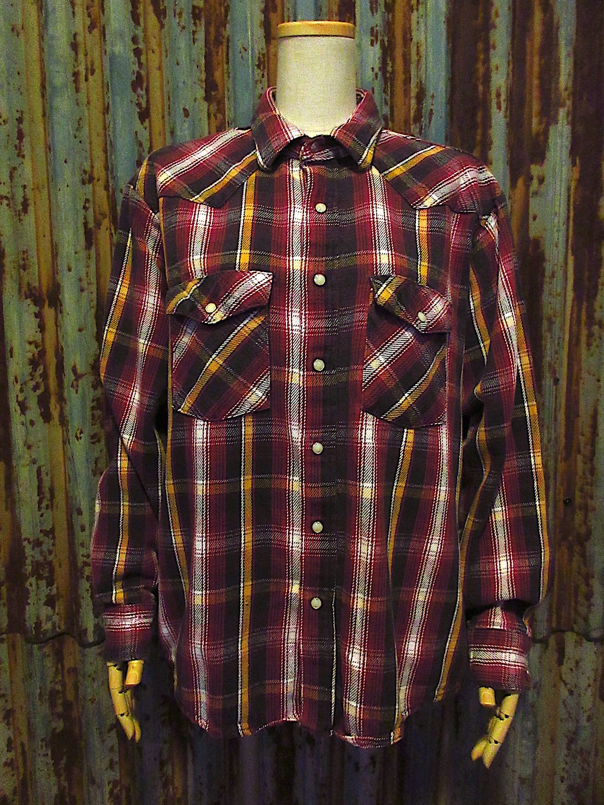 kino⭐︎　デッドストック 80’s USA製 FIVE BROTHER ビンテージ80's○FIVE BROTHER DAKOTAチェックウエスタンネルシャツsize