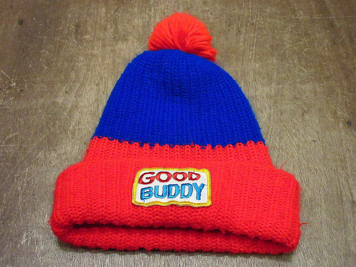 ビンテージ80's GOOD BUDDYツートンニット帽赤×青 231127i3-m 