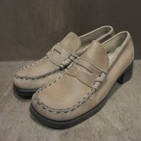 ビンテージ70’s●DEADSTOCK SEBAGOヒールペニーローファー茶size 8 1/2 C●250315j5-w-lf-24cm靴1970sデッドストック