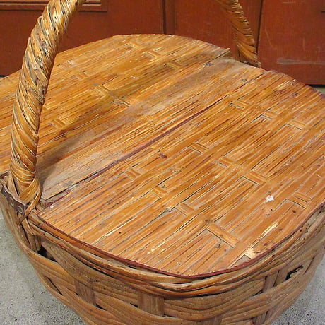 ビンテージ●ピクニックバスケット●230914i7-bag-bskカゴ籠収納アウトドア木製ウッド
