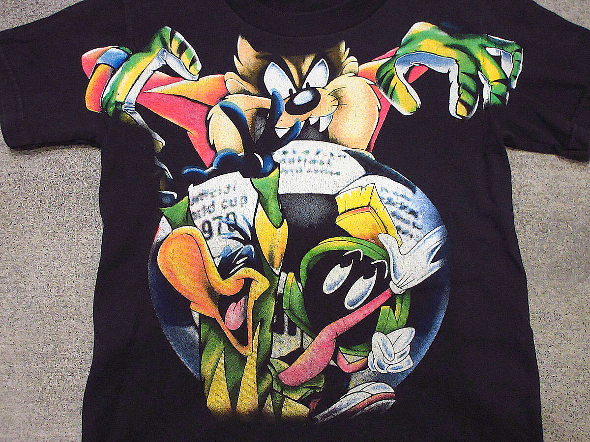 ビンテージ○LOONEY TUNESボーイズプリントTシャツ黒size S○221030i1-