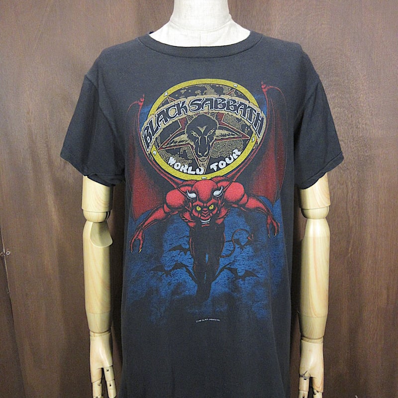 80s BLACK SABBATHワールドツアー Tシャツ L相当 ビンテージ80's○BLACK SABBATHワールドツアーTシャツ黒size L○25062