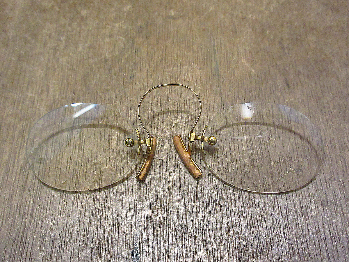 ビンテージ~1900's○Cブリッジ型フィンチ眼鏡○210523n5-eygls 1890sア