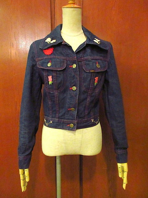 ビンテージ70's○Ms.LEEレディース刺繍デニムジャケット