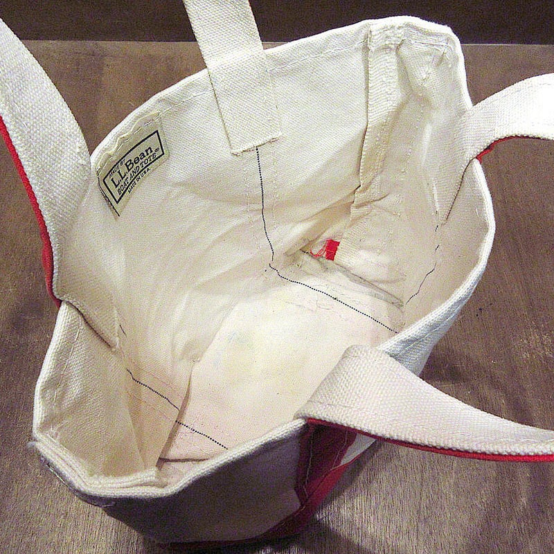 L.L.Bean○キャンバストートバッグ白×赤size S○230227k4-bag-tt
